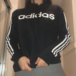 Black Adidas Three Stripe Hoodie